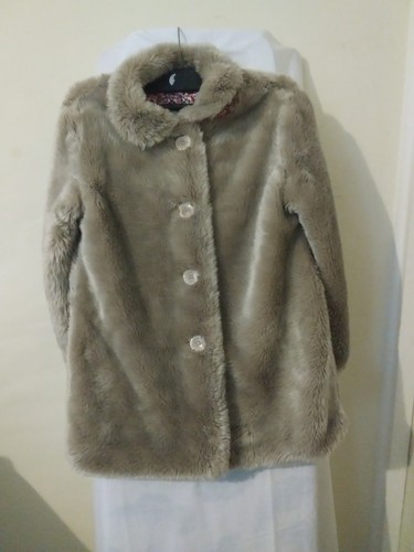 Girls beige faux fur coat - girls,